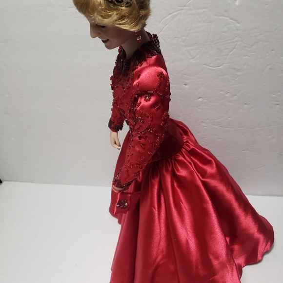 princess diana porcelain doll red dress Franklin Mint Princess Diana Porcelain Doll in Red Dress